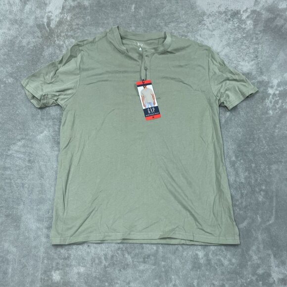 GAP Mens Olive Green Short Sleeve Henley Shirt a0441 - Picture 1 of 9